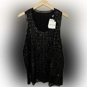Comme des Garcons Black Sequin Layered Camisole